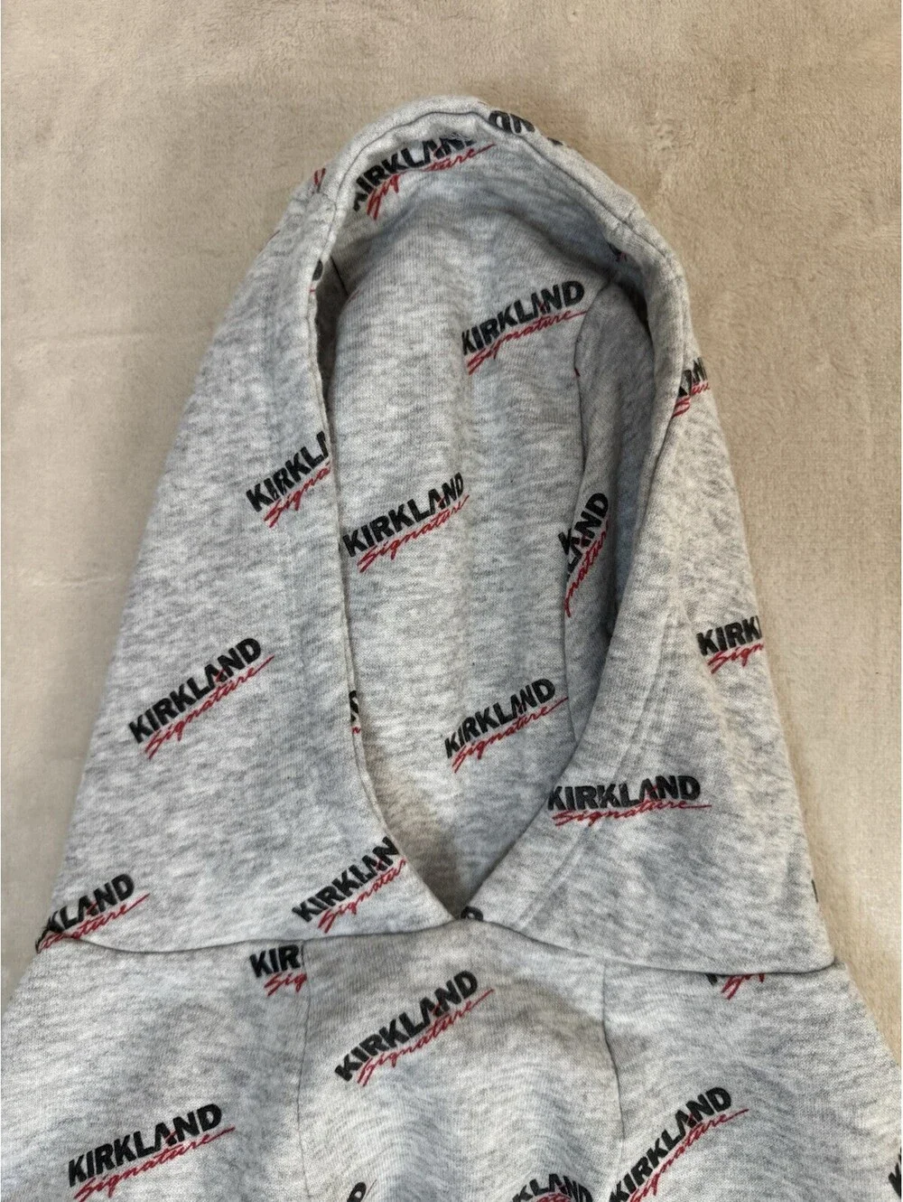 Kirkland Signature Dog Hoodie Gray Logo Print Costco Brand Pet Hoodie Size L